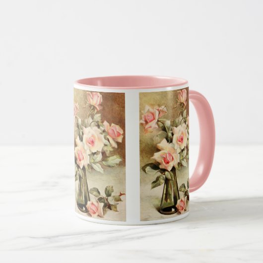 Oude Valentijnsdag Liefdesromantiek Roze Rozen Mok (Voorkant rechts)