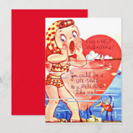 Oude Valentijnsdag Meisje Kind Feestdagenkaart