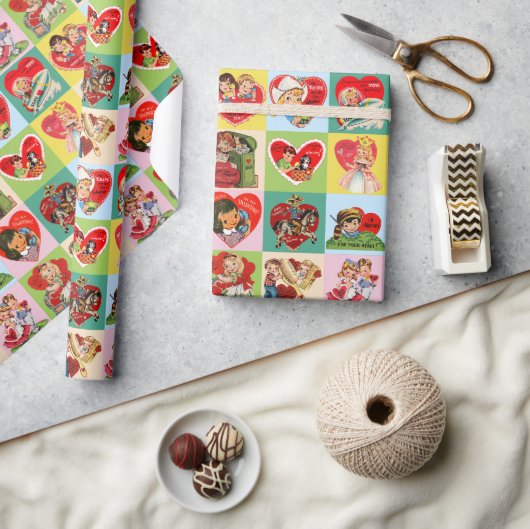 Oude Valentijnsdag Patchwork Cadeaupapier (Crafts)