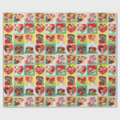 Oude Valentijnsdag Patchwork Cadeaupapier (Vlak)