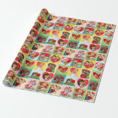 Oude Valentijnsdag Patchwork Cadeaupapier (Uitgerold)