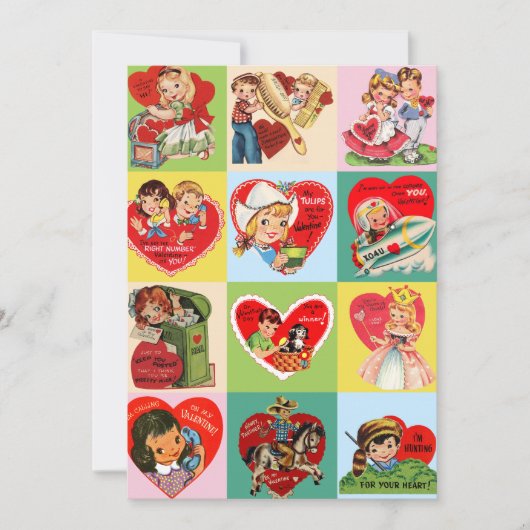 Oude Valentijnsdag Patchwork Feestdagenkaart (Voorkant)