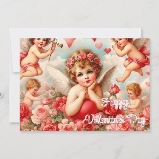 Oude Valentijnsdag platte kerstkaart (Voorkant)