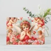 Oude Valentijnsdag platte kerstkaart (Staand voorkant)