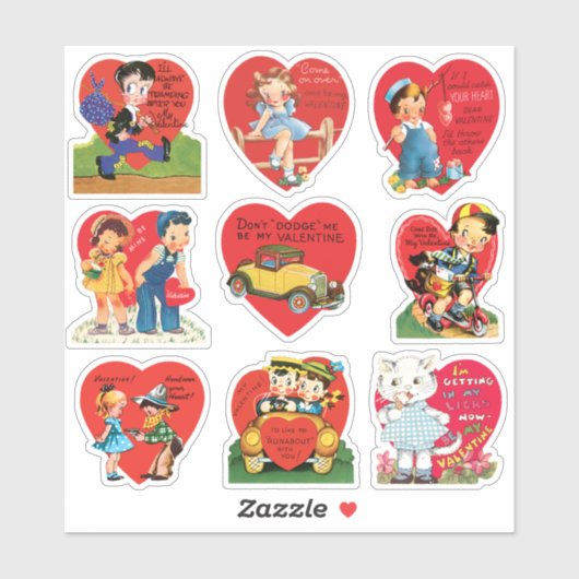 Oude Valentijnsdag, Retro Liefde en Romantiek Sticker (Vel)
