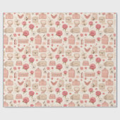 Oude Valentijnsdag Roze Rozen Postzegels Cadeaupapier (Vlak)