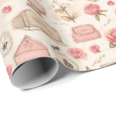 Oude Valentijnsdag Roze Rozen Postzegels Cadeaupapier (Rol Hoek)
