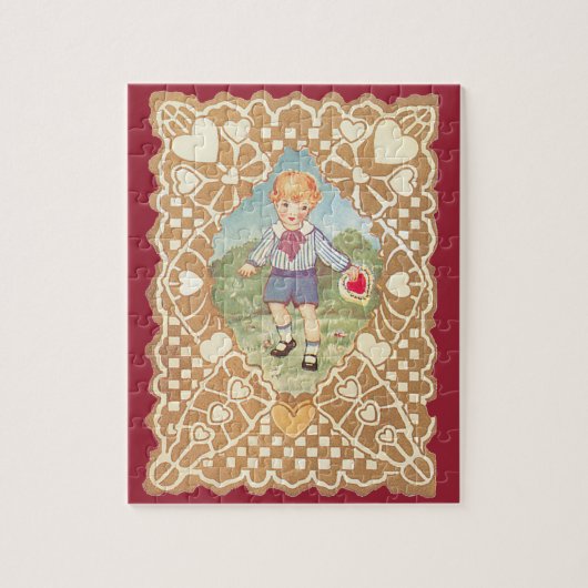 Oude Valentijnsdag, Schattig jongetje op de weide Legpuzzel (Verticaal)