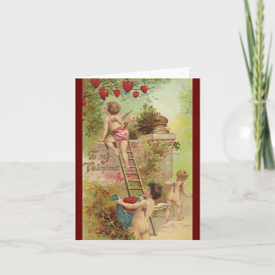 Oude Valentijnsdag, Schattige Cherubs Klimmen op L Feestdagen Kaart