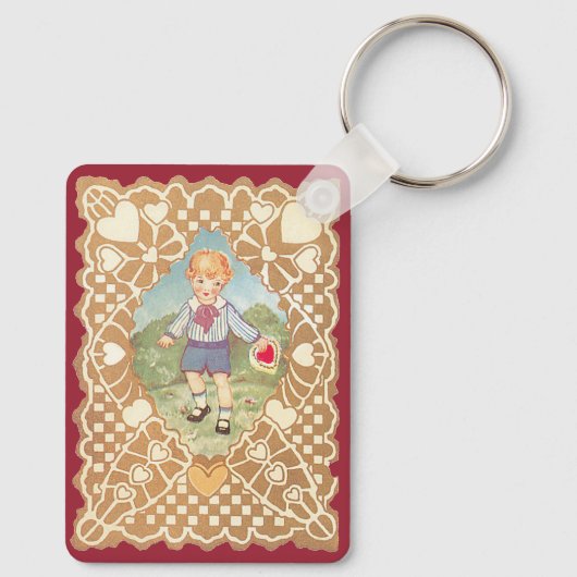 Oude Valentijnsdag, Schattige Jongen in de Weide Sleutelhanger (Achterkant)
