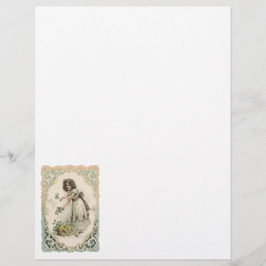 Oude Valentijnsdag, Victoriaans meisje met rozen (Voorkant)