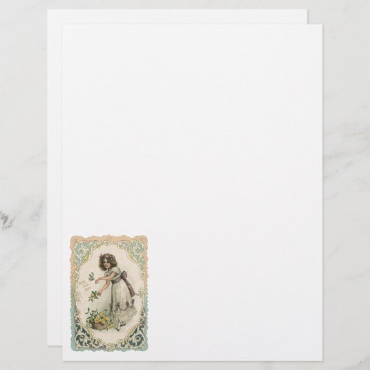 Oude Valentijnsdag, Victoriaans meisje met rozen (Voorkant / Achterkant)