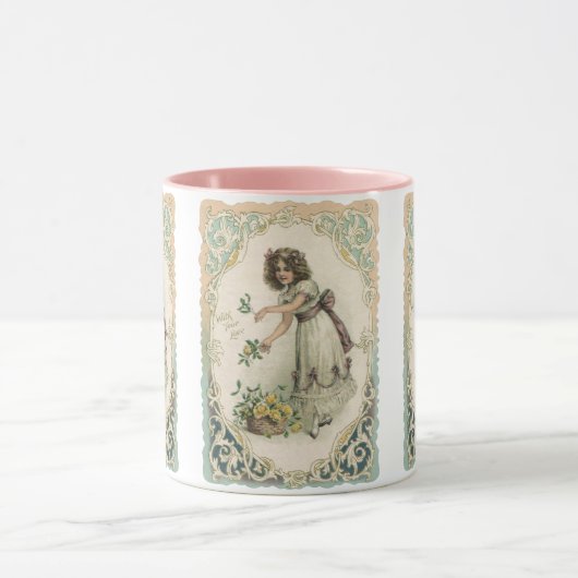 Oude Valentijnsdag, Victoriaans meisje met rozen Mok (Midden)