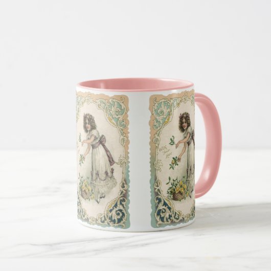 Oude Valentijnsdag, Victoriaans meisje met rozen Mok (Voorkant rechts)