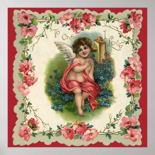 Oude Valentijnsdag Victoriaanse cherubijn aan de t Poster (Voorkant)