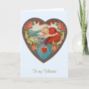Oude Valentijnsdag, Victoriaanse cherubijnen harte Feestdagen Kaart