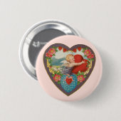 Oude Valentijnsdag, Victoriaanse cherubijnen harte Ronde Button 5,7 Cm (Voorkant /achterkant)