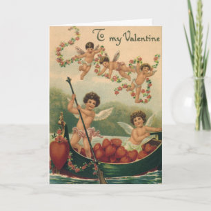Oude Valentijnsdag, Victoriaanse cherubijnen in bo Feestdagen Kaart