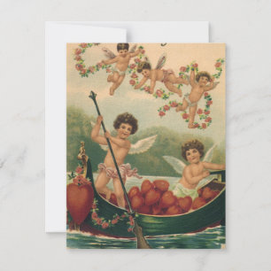 Oude Valentijnsdag, Victoriaanse cherubijnen in bo Feestdagenkaart