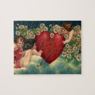 Oude Valentijnsdag Victoriaanse cherubijnen in de Legpuzzel