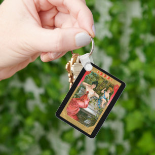 Oude Valentijnsdag, Victoriaanse dame met cherubij Sleutelhanger