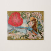 Oude Valentijnsdag, victoriaanse dame met hart Legpuzzel (Horizontaal)