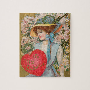 Oude Valentijnsdag, Victoriaanse dame met hart Legpuzzel