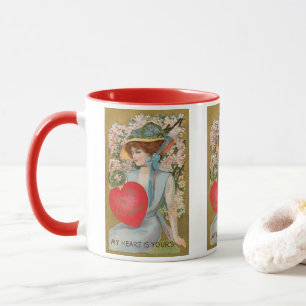 Oude Valentijnsdag, Victoriaanse dame met hart Mok