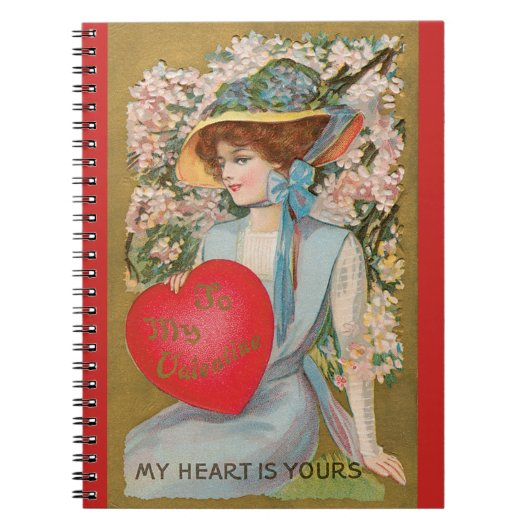 Oude Valentijnsdag, Victoriaanse dame met hart Notitieboek (Voorkant)
