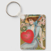 Oude Valentijnsdag, Victoriaanse dame met hart Sleutelhanger (Voorkant)