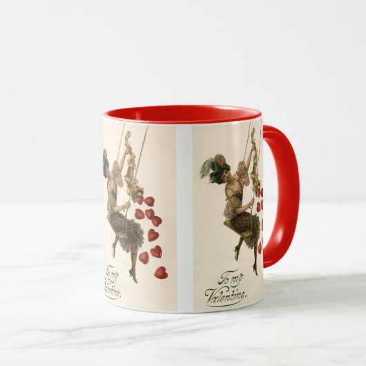 Oude Valentijnsdag, Victoriaanse dame op een schom Mok (Voorkant rechts)