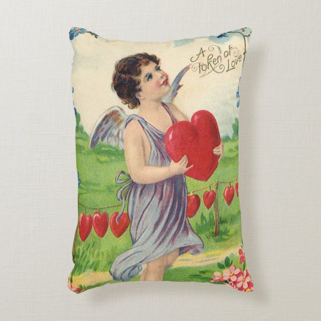 Oude Valentijnsdag, Victoriaanse engel met hart Accent Kussen (Voorkant(Verticaal))