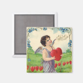 Oude Valentijnsdag, Victoriaanse engel met hart Magneet (Voorkant / Achterkant)