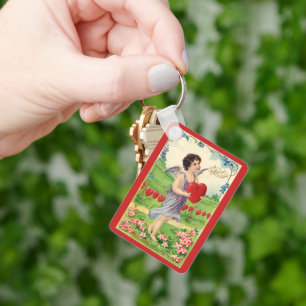 Oude Valentijnsdag, Victoriaanse engel met hart Sleutelhanger