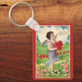 Oude Valentijnsdag, Victoriaanse engel met hart Sleutelhanger (Voorkant)