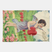 Oude Valentijnsdag, Victoriaanse engel met hart Theedoek (Horizontaal)