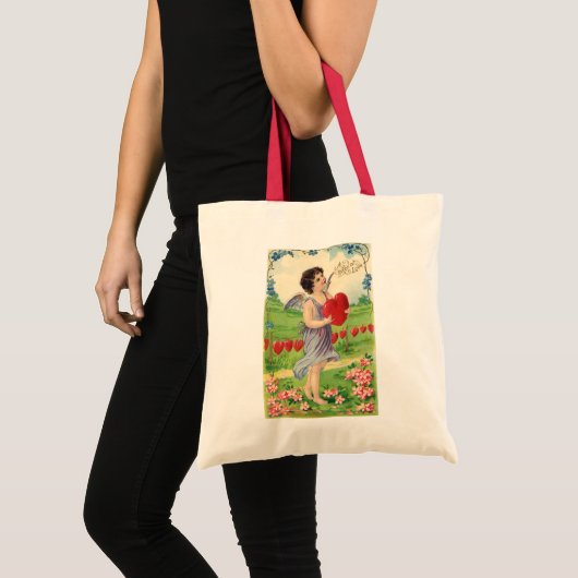Oude Valentijnsdag, Victoriaanse engel met hart Tote Bag (Voorkant (product))