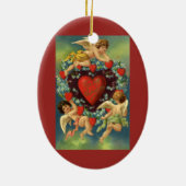 Oude Valentijnsdag, Victoriaanse engelenharten Keramisch Ornament (Achterkant)