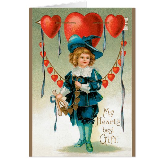 Oude Valentijnsdag, Victoriaanse jongen met harten (Voorkant)