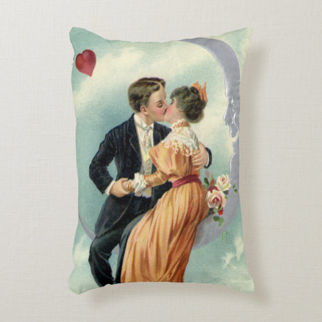 Oude Valentijnsdag Victoriaanse kus op de maan Accent Kussen (Voorkant(Verticaal))
