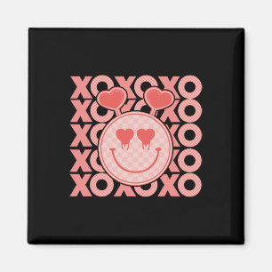 Oude Valentijnsdag Xoxo Harten Gelukkig Gezicht Va Magneet