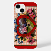 Oude Valentijnsdaggroeten Hart en Bloemen Case-Mate iPhone Case (Achterkant)