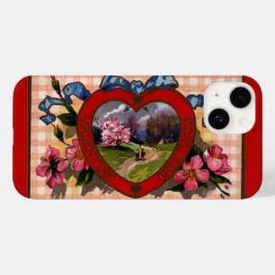 Oude Valentijnsdaggroeten Hart en Bloemen Case-Mate iPhone 14 Hoesje