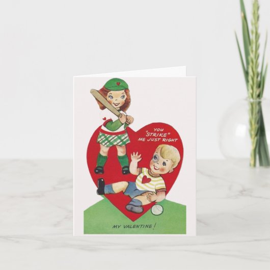 Oude Valentijnsdagkaart honkbal Kaart (Voorkant)