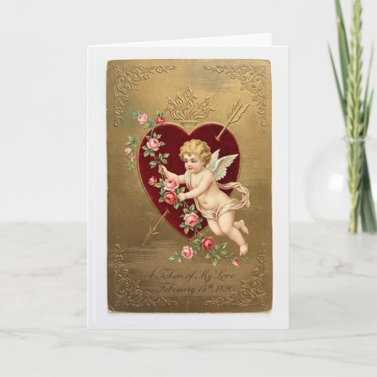 Oude Valentijnskaart met Cupido Kaart (Voorkant)