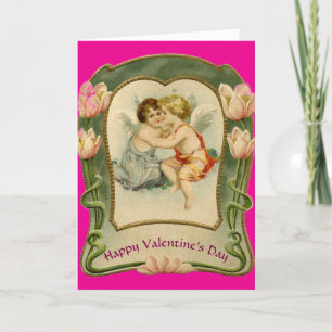 Oude Valentijnskaart met twee engelen Feestdagen Kaart