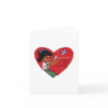 Oude Valentijnskaart van een Afro-Amerikaans meisj