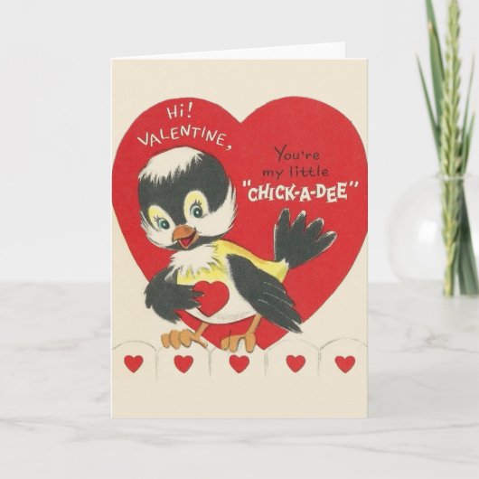 Oude Valentijnskaart voor Chick-a-Dee Kaart (Voorkant)
