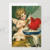 Oude Valentijnskaarten Cherub Was Hart Feestdagenkaart (Voorkant / Achterkant)