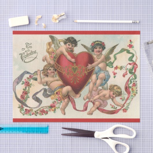 Oude Valentijnskaarten, Victoriaanse engelen cheru Tissuepapier (Craft)